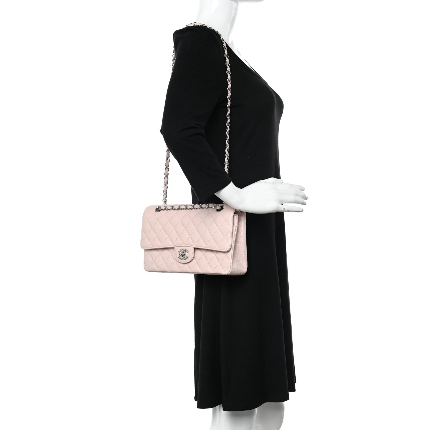 Chanel Caviar Quilted Medium Double Flap Light Pink 2 of 13