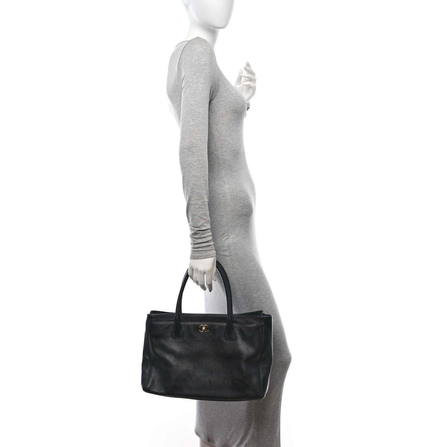 Calfskin Cerf Executive Shopper Tote Black