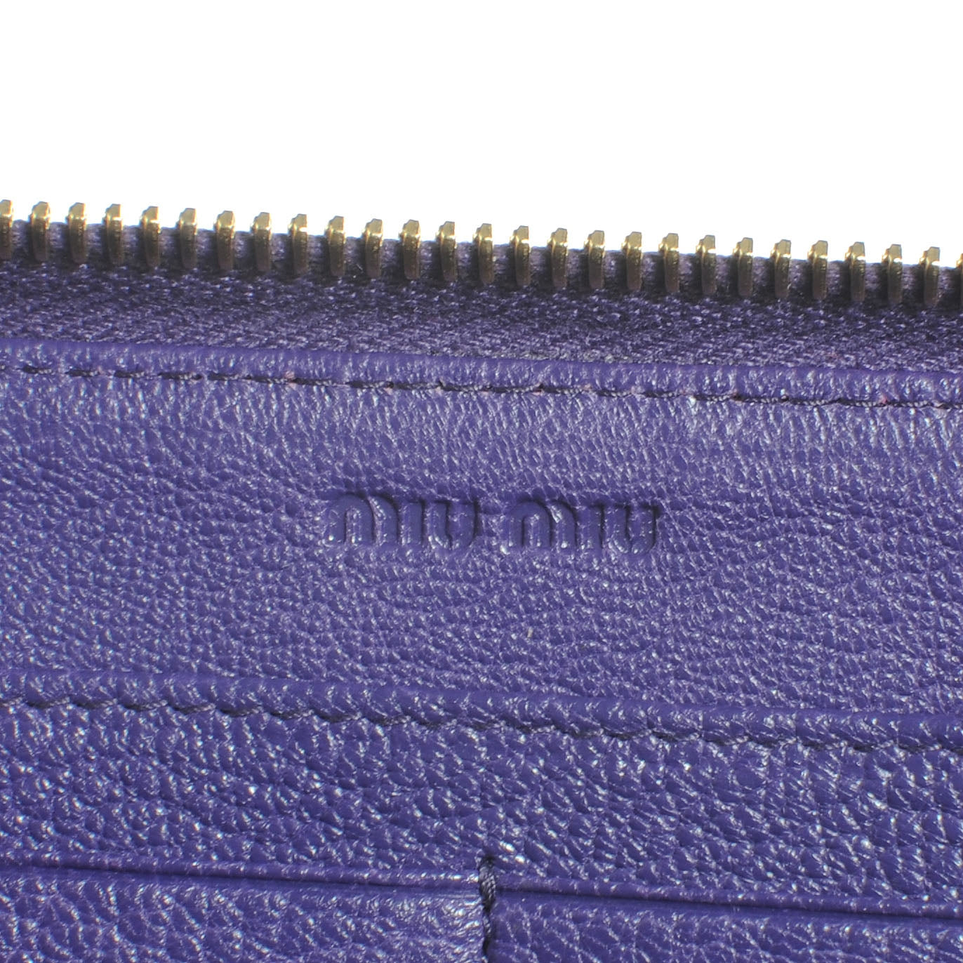 Miu Miu Leather Madras Zip Around Wallet Viola 7 of 9