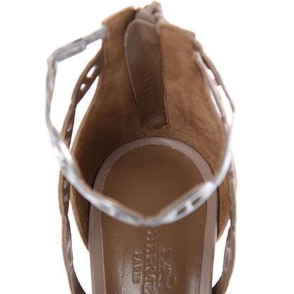 Hermes Goatskin Suede Romy Sandals 38 Beige Argent 8 of 11