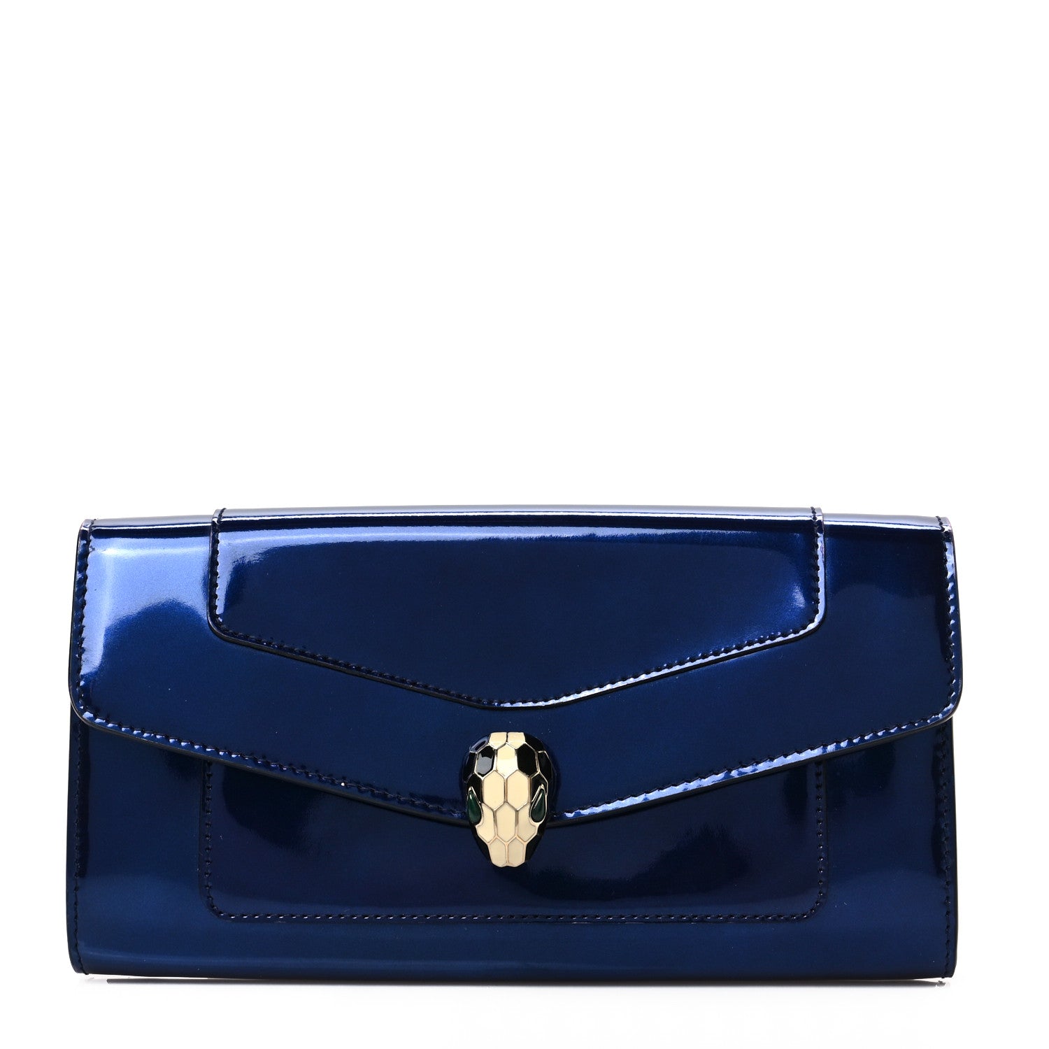 Bulgari Metallic Calfskin Serpenti Forever Wallet Blue 1 of 7