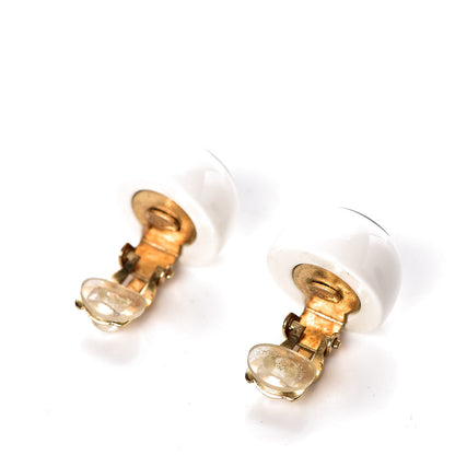 Chanel Resin CC Clip On Earrings White 3 of 4