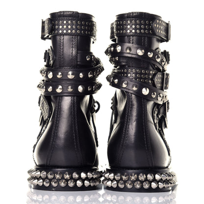 Saint Laurent Smooth Calfskin Studded Womens Punk Ranger Boots 40 Black 5 of 8