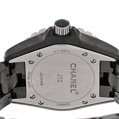 Chanel Stainless Steel Ceramic Diamond 33mm J12 Quartz Watch Black 4 of 5