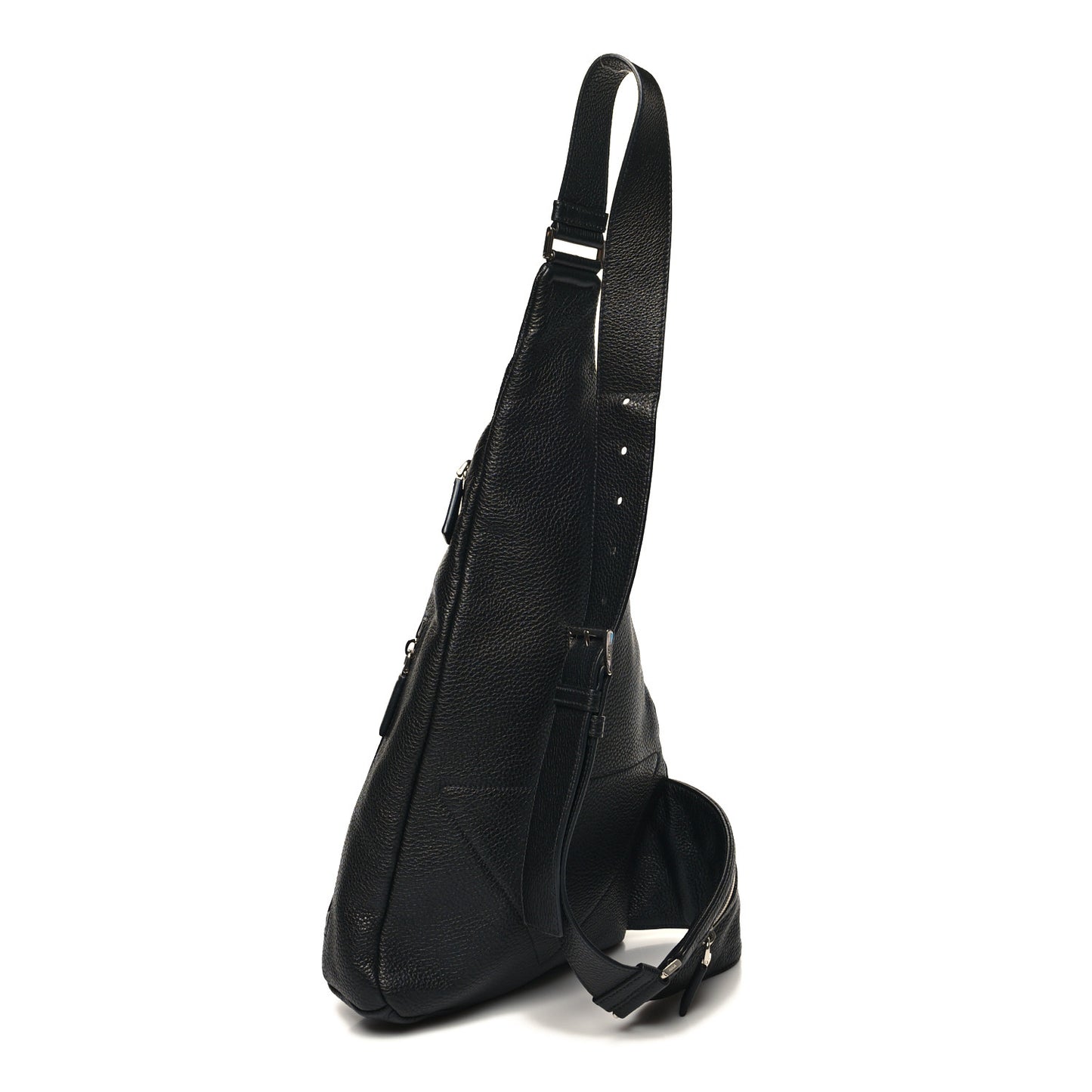 Vitello Daino Logo Embossed Cross Sling Backpack Black