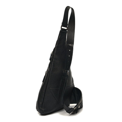 Prada Vitello Daino Logo Embossed Cross Sling Backpack Black 3 of 9