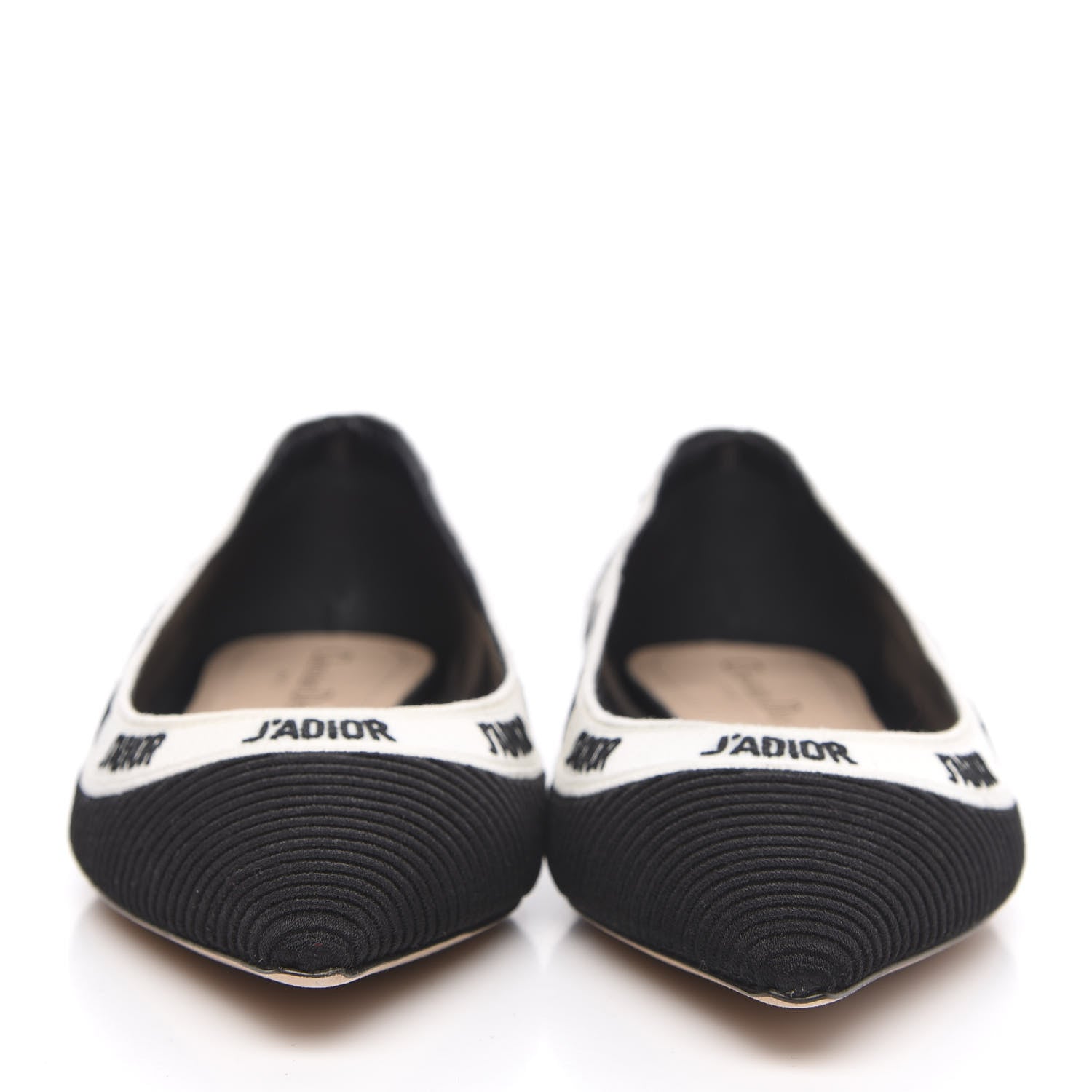 Christian Dior Fabric Ribbon Embroidered J'Adior Ballet Flats 37.5 Black 2 of 9