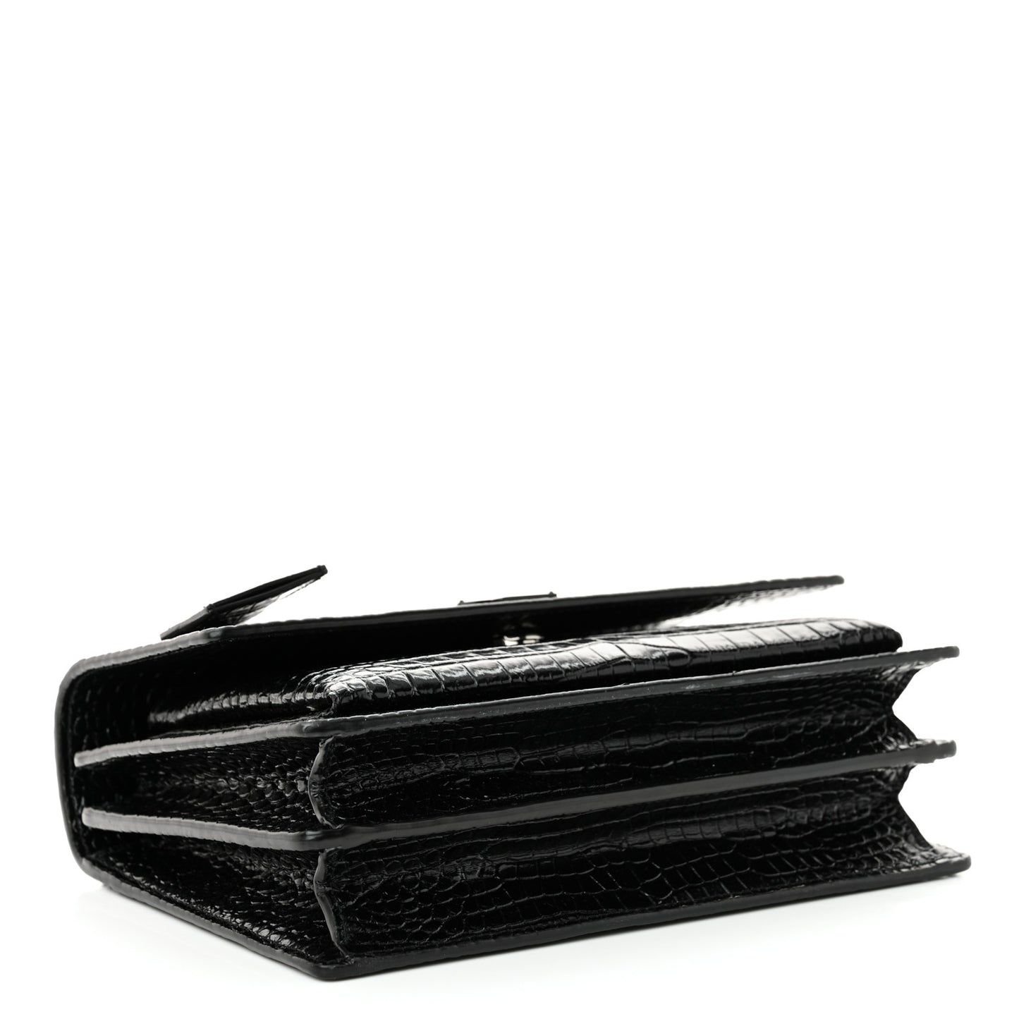 Calfskin Crocodile Embossed Medium Monochrome Monogram Sunset Black