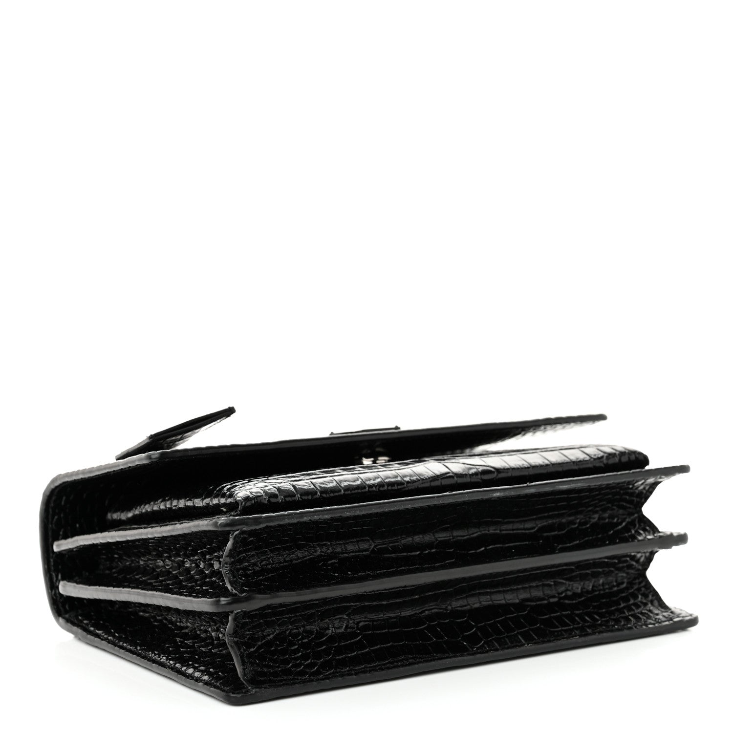 Saint Laurent Calfskin Crocodile Embossed Medium Monochrome Monogram Sunset Black 4 of 14