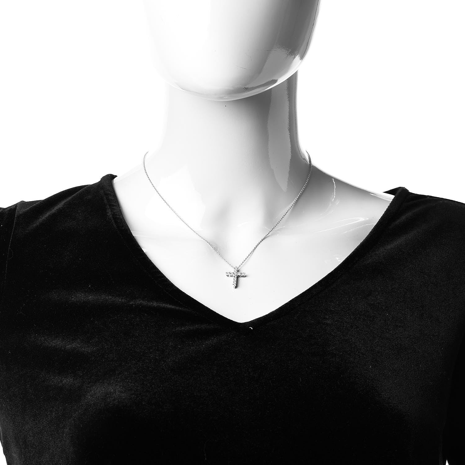 Tiffany Platinum Diamond Small Cross Pendant Necklace 2 of 6
