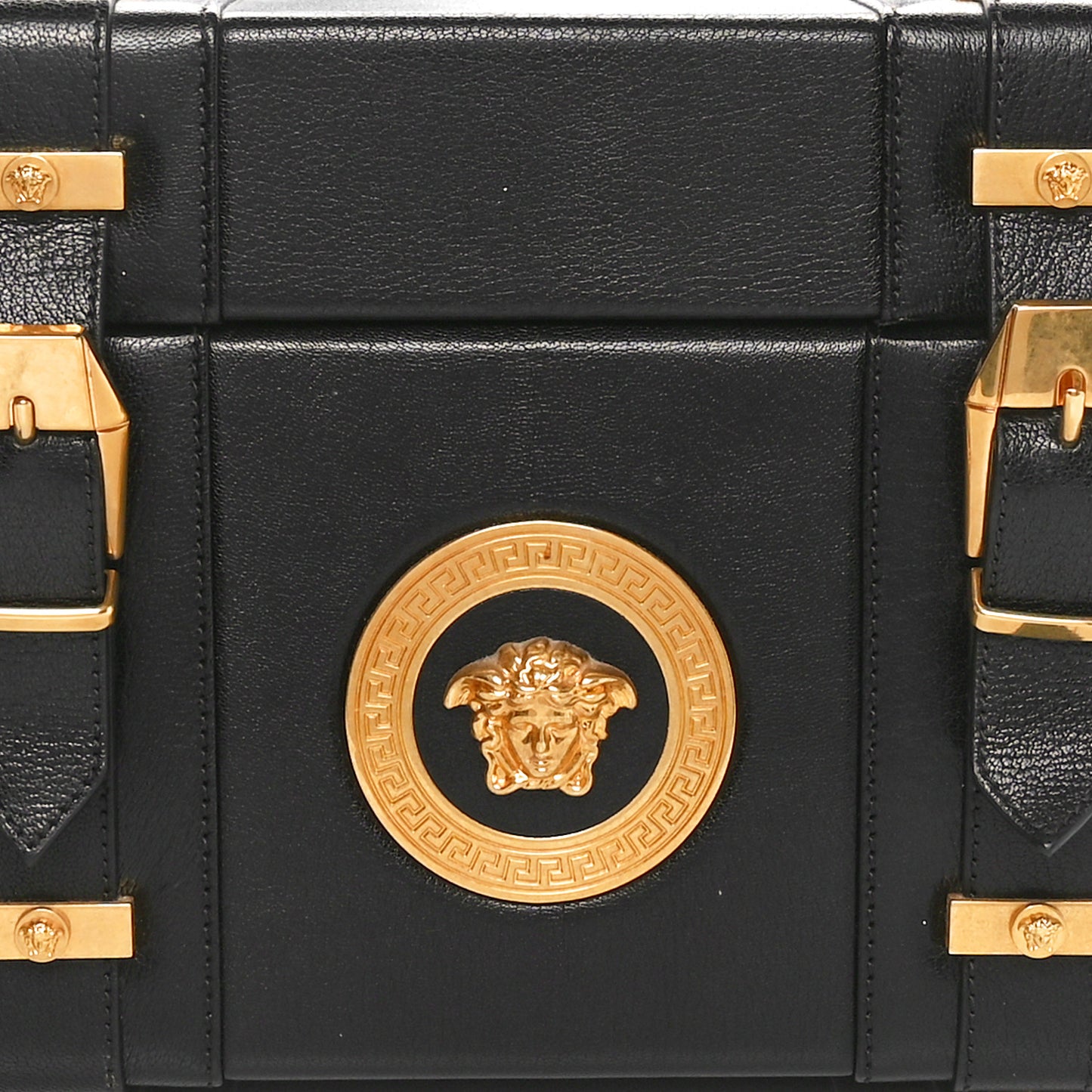Calfskin Medusa Vanity Train Case Black