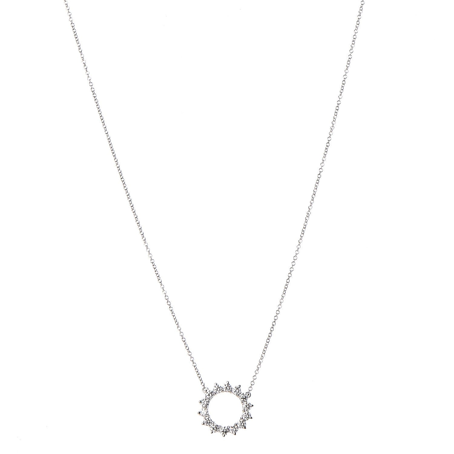 Tiffany Platinum Diamond Small Open Circle Pendant Necklace 1 of 6