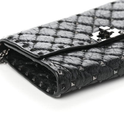 Valentino Garavani Craquele Nappa Rockstud Spike Wallet on Chain Black 8 of 9
