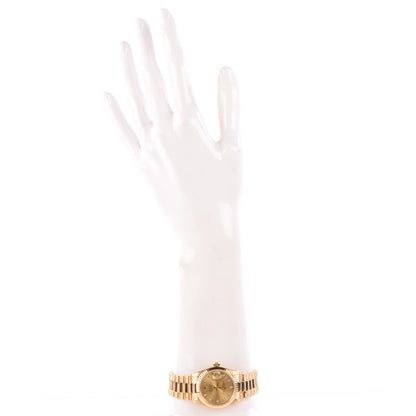 Rolex 18K Yellow Gold Diamond 31mm Oyster Perpetual Datejust President Watch Champagne 68278 3 of 10