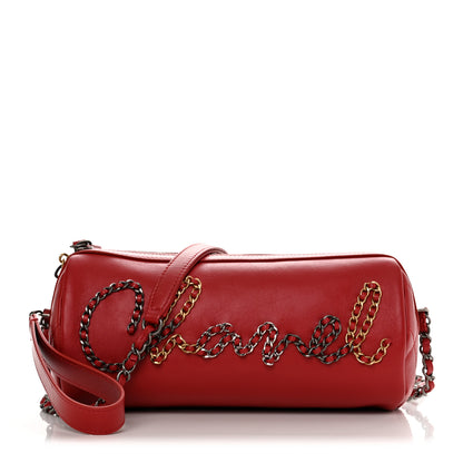 Chanel Calfskin Chain 20s Signature Bowling Bag Red 1 of 10