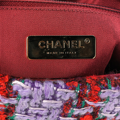 Chanel Tweed Quilted Medium Chanel 19 Flap Red Purple Green 6 of 11