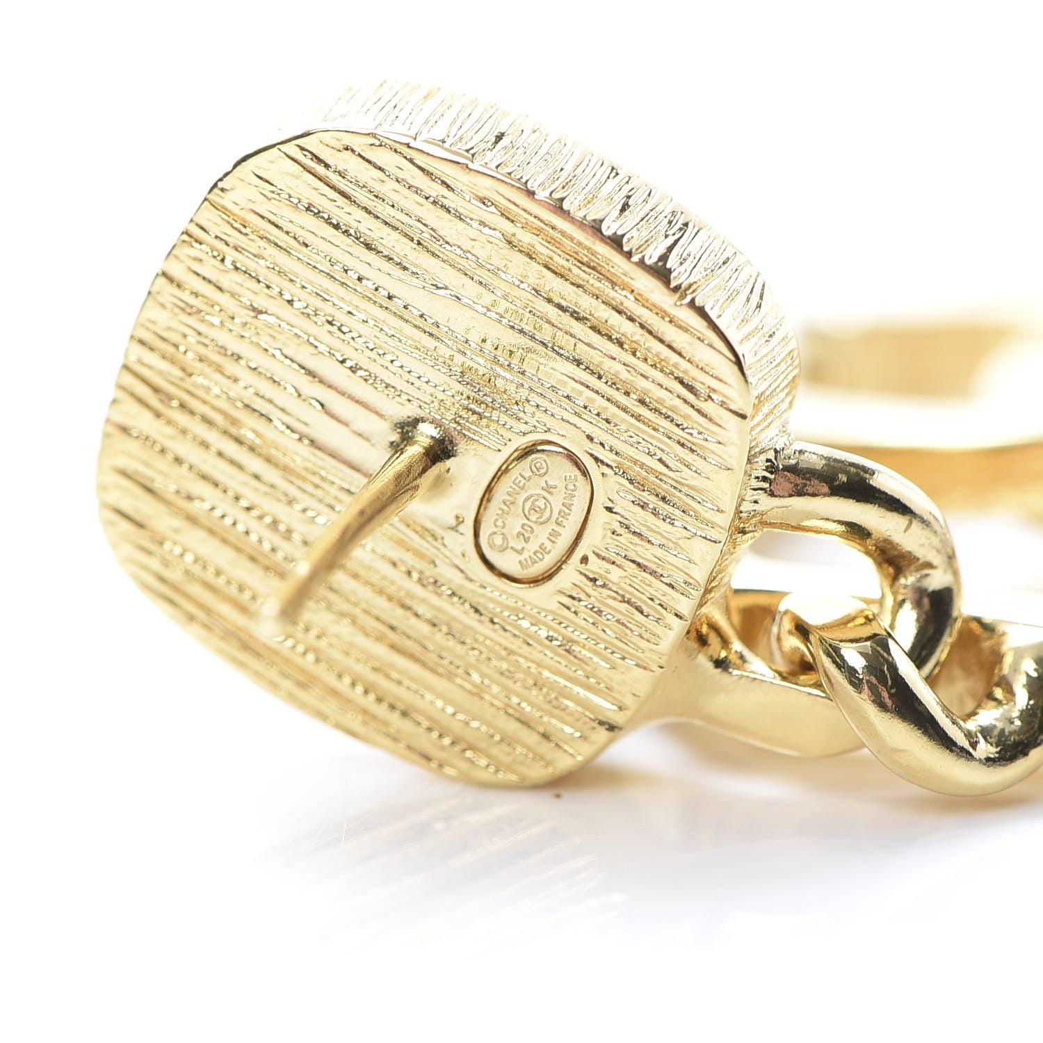 Chanel Metal Natural Stones CC Earrings Gold Blue 4 of 5