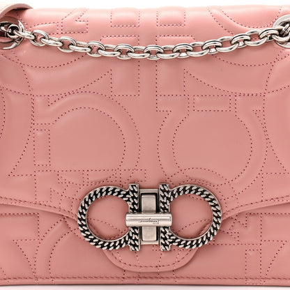 Salvatore Ferragamo Calfskin Quilted Gancini Flap Bag Antique Rose 7 of 9