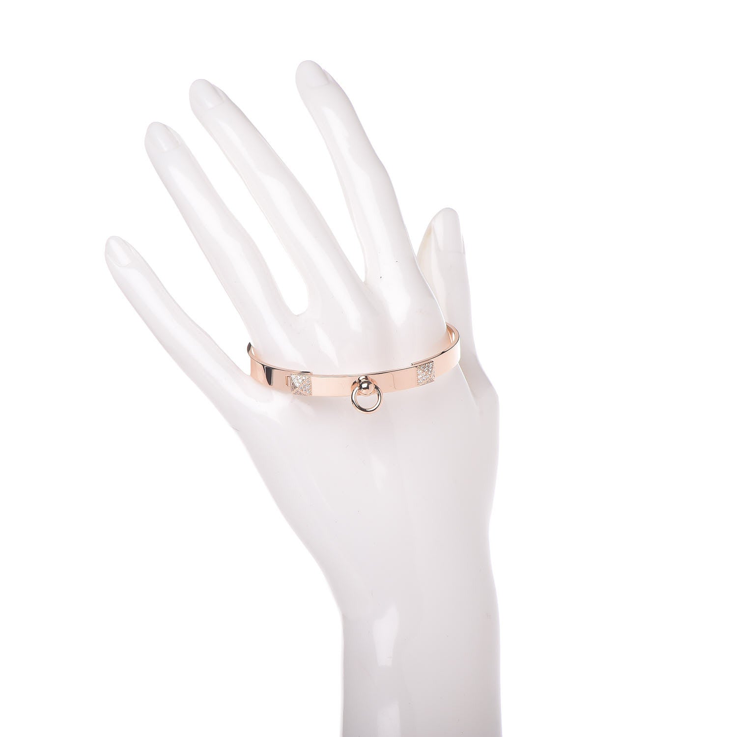 Hermes 18K Rose Gold Diamond PM Collier De Chien Bracelet SH 2 of 5