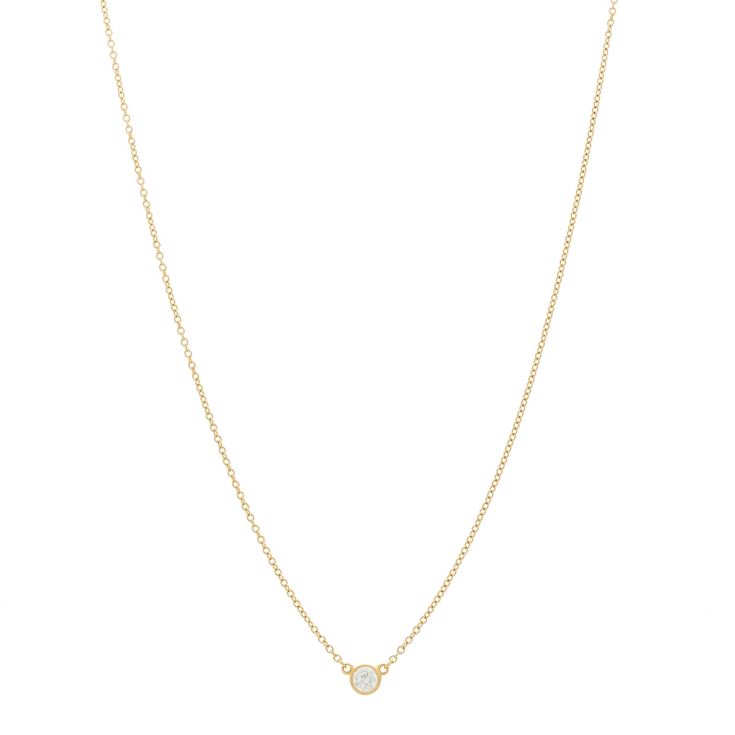 Tiffany 18K Yellow Gold Diamond .14ct Elsa Peretti Diamonds by the Yard Pendant Necklace 1 of 5