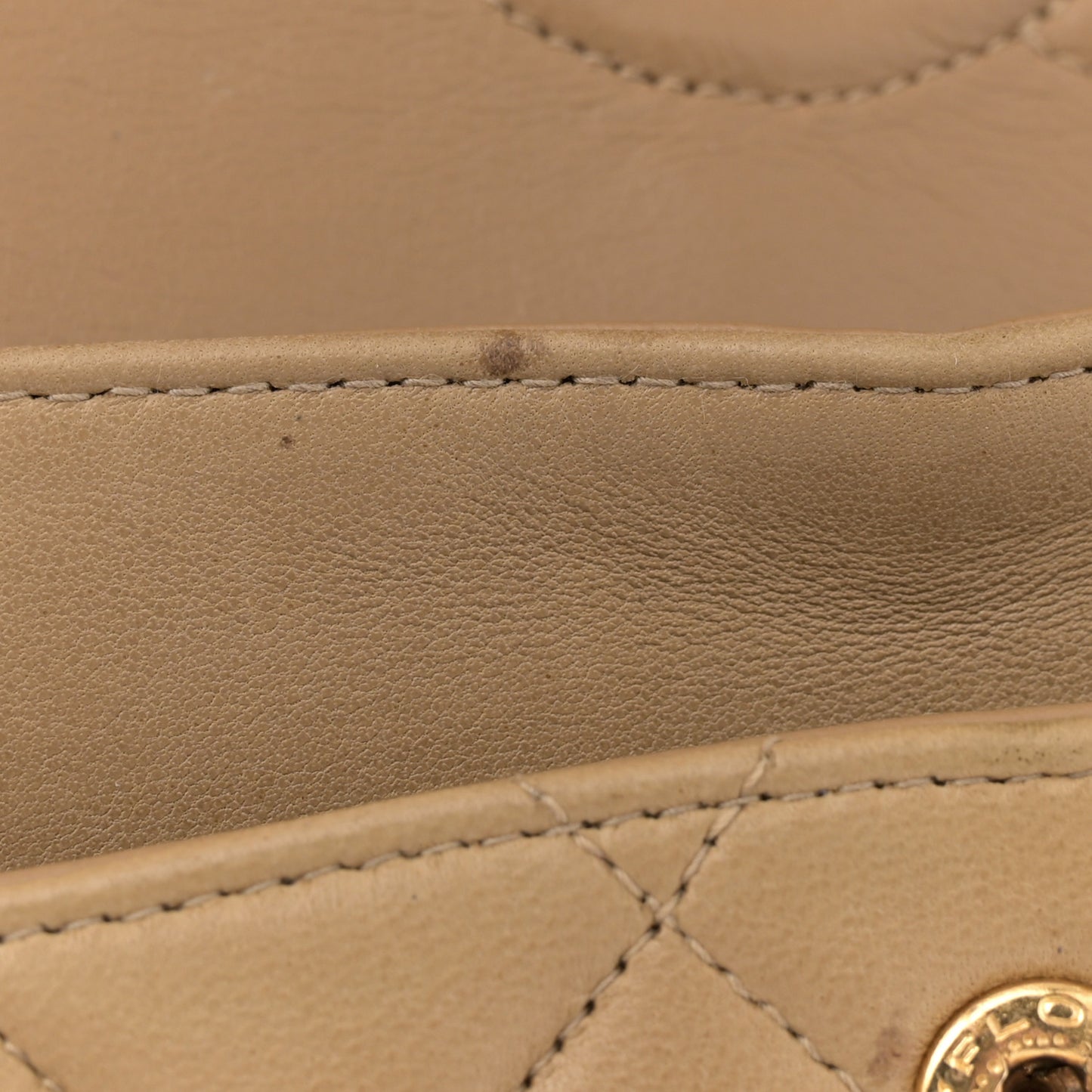 Lambskin Quilted Small Double Flap Beige