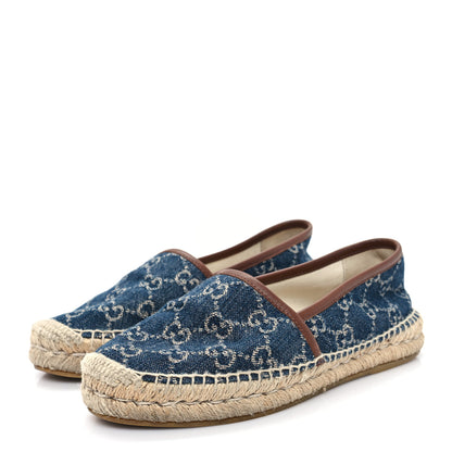 Gucci Denim GG Monogram Espadrilles 36 Blue Tea Cuir 4 of 9