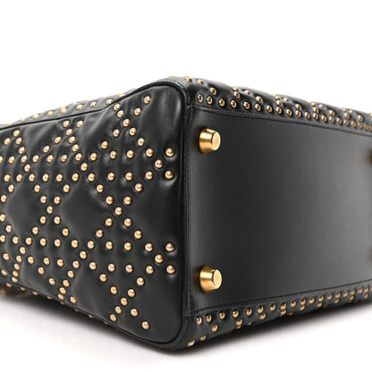 Christian Dior Calfskin Cannage Studded Medium Supple Lady Dior Black 9 of 10