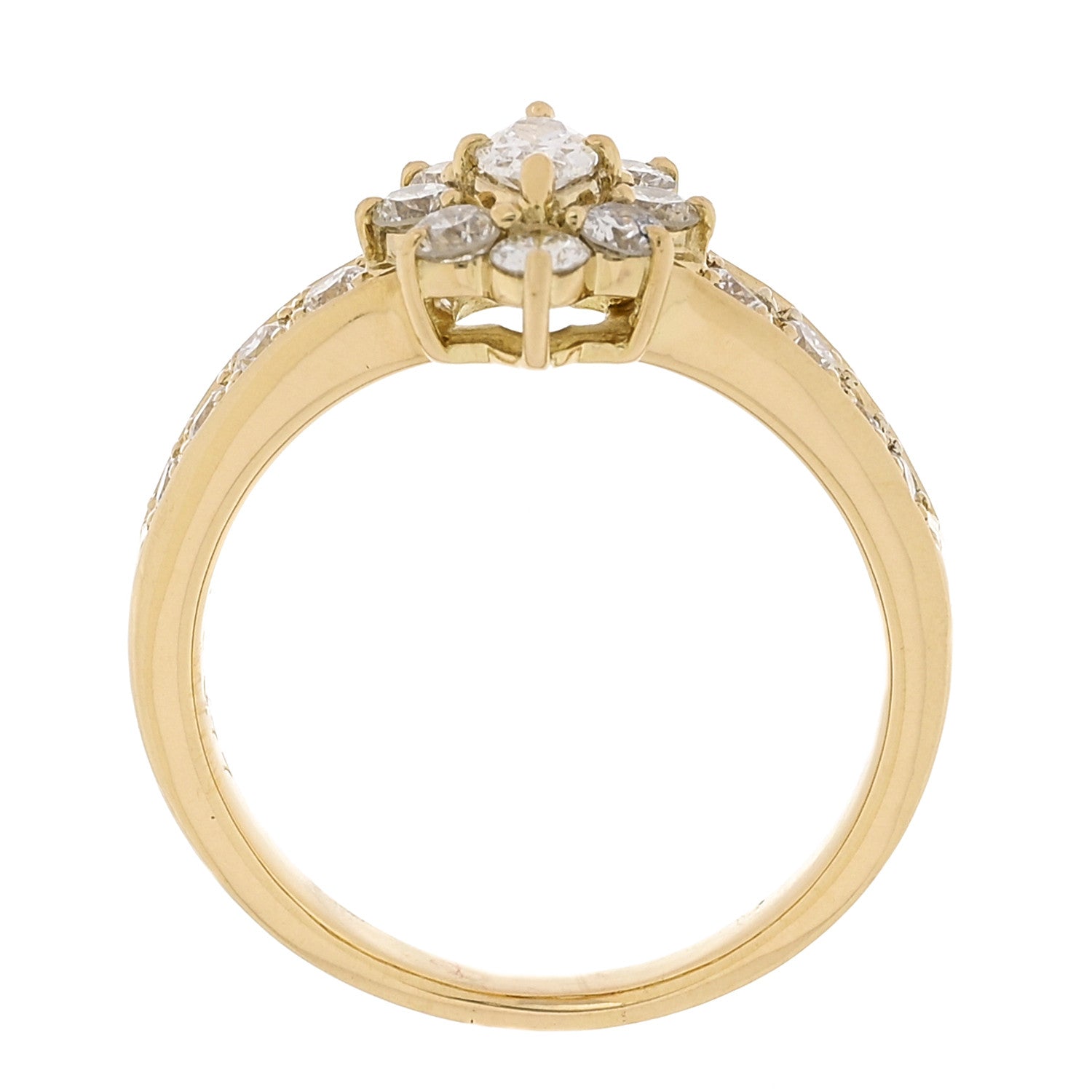Parker & West by FASHIONPHILE 18K Yellow Gold Diamond .19ctw Floral Ring 54 7 5 of 9