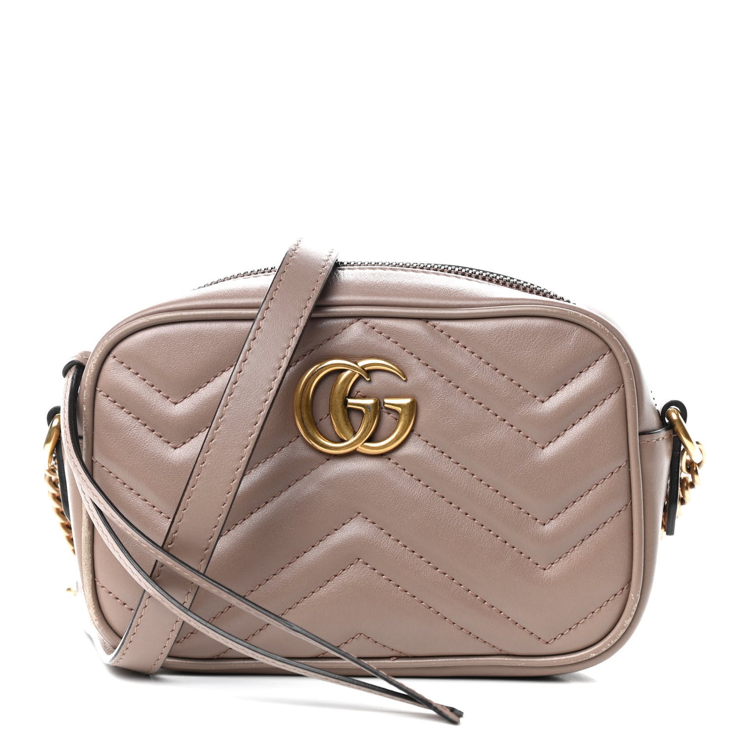 Calfskin Matelasse Mini GG Marmont Chain Shoulder Bag Porcelain Rose
