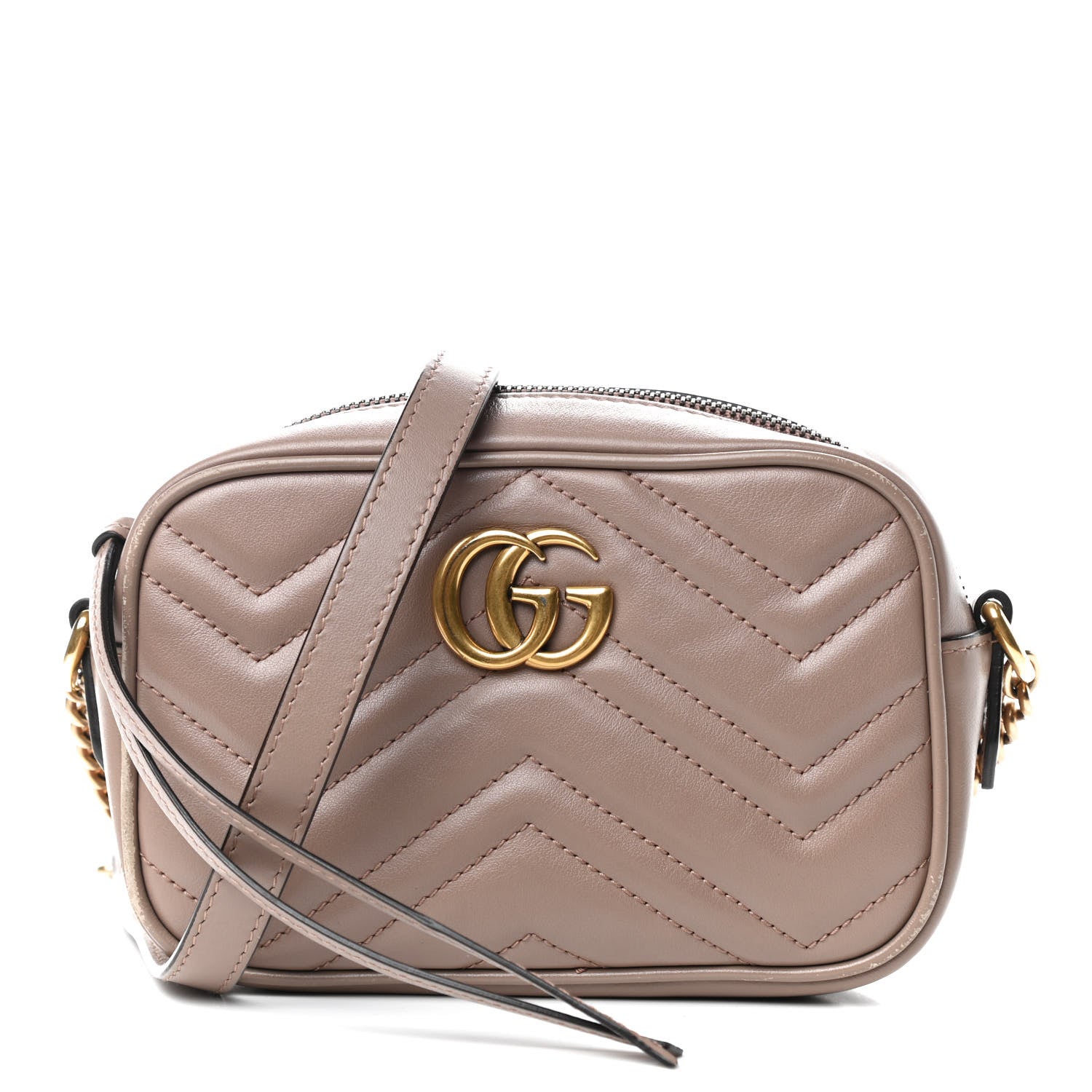 Gucci Calfskin Matelasse Mini GG Marmont Chain Shoulder Bag Porcelain Rose 1 of 10