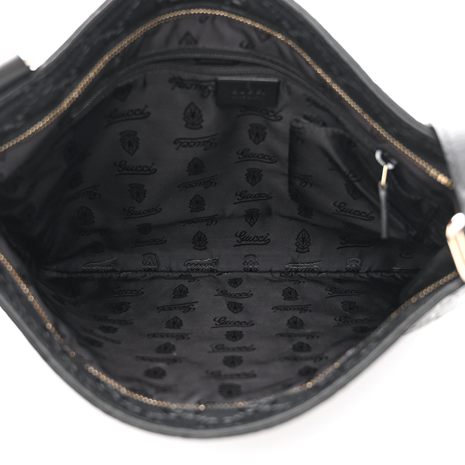 Gucci Guccissima Medium Flat Messenger Bag Black 5 of 11