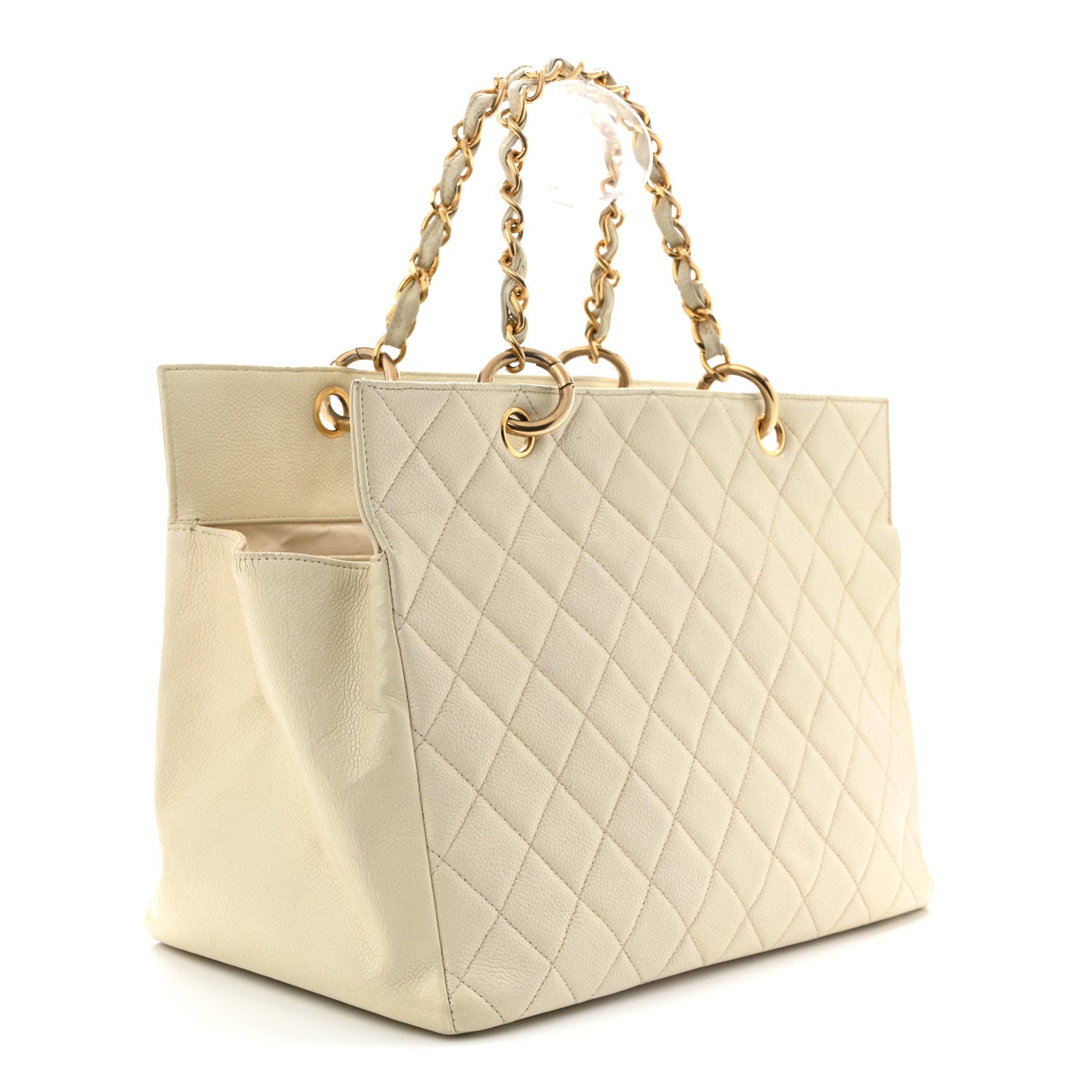 Chanel Caviar Quilted Timeless CC Shopping Tote White 3 of 14