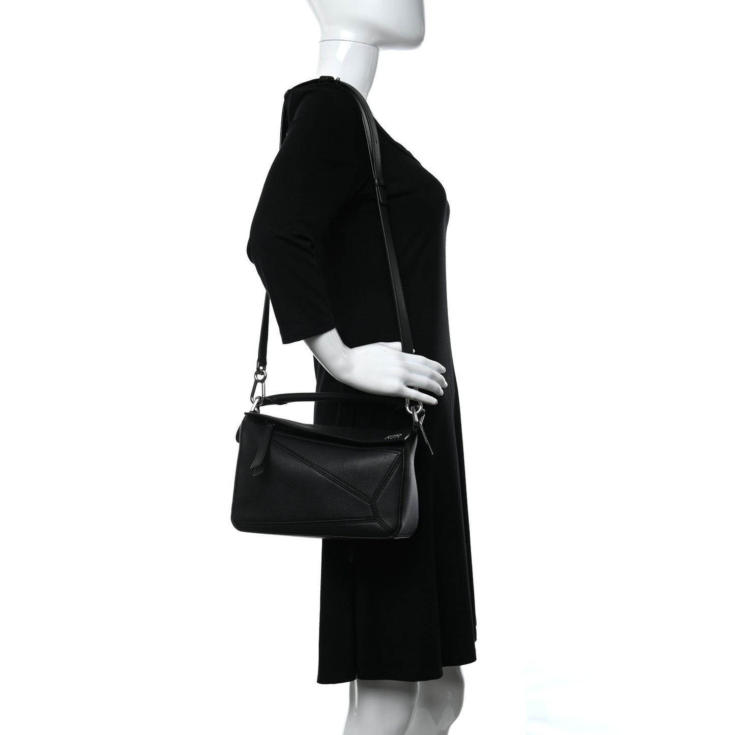 Calfskin Small Puzzle Bag Black