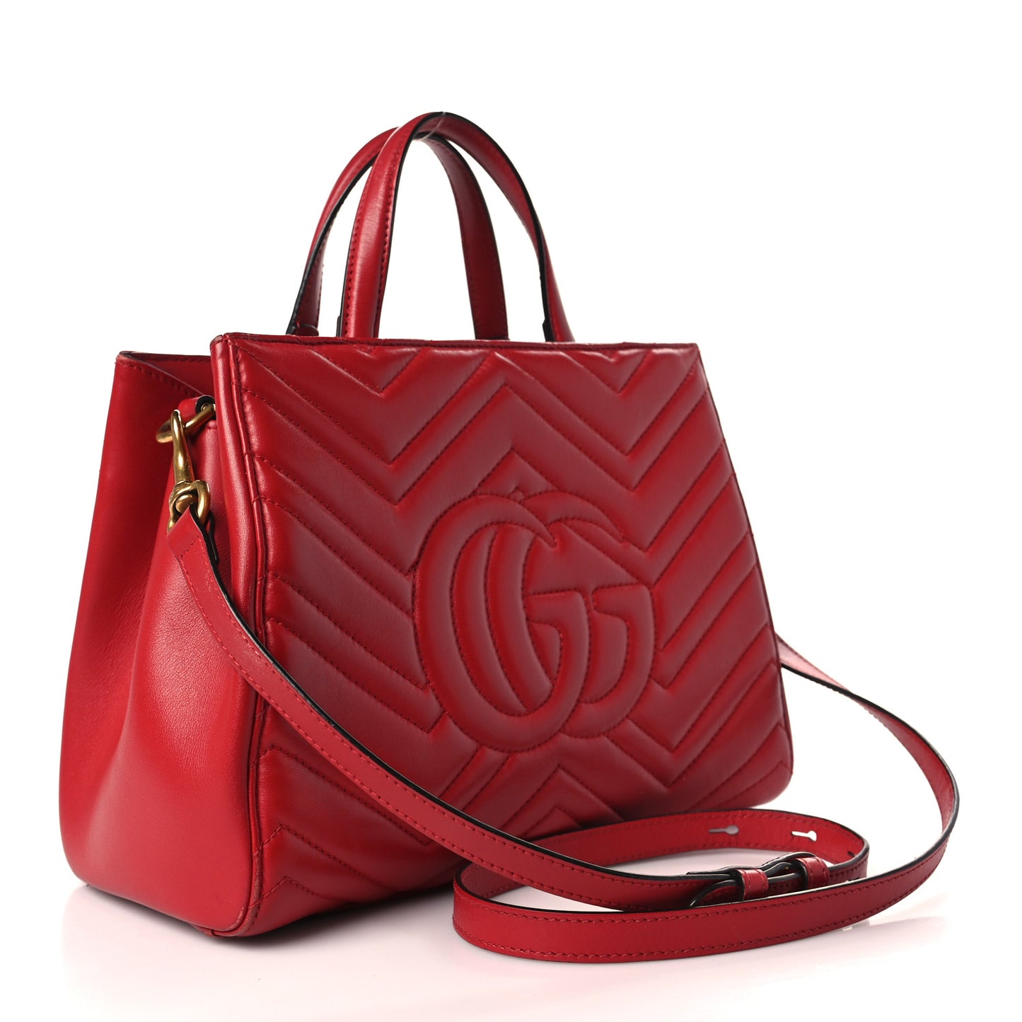 Calfskin Matelasse Small GG Marmont Tote Hibiscus Red