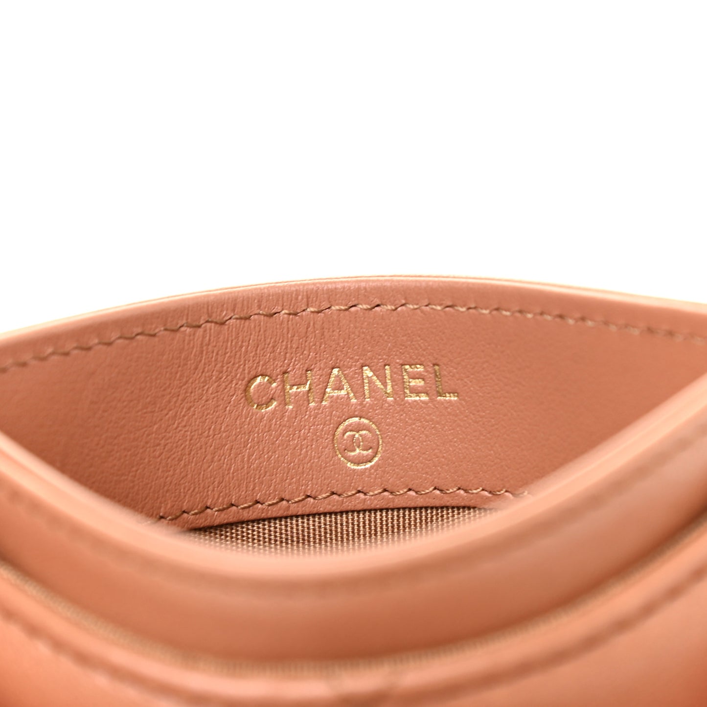 Lambskin Quilted Chanel 19 Card Holder Brown
