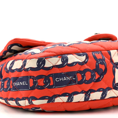 Chanel Silk Chain Printed Medium Single Flap Red 9 of 11
