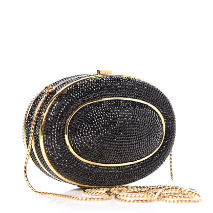Judith Leiber Swarovski Crystal Minaudiere Clutch Black Gold 3 of 14