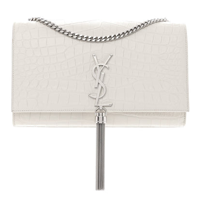 Saint Laurent Calfskin Crocodile Embossed Medium Classic Monogram Kate Tassel Satchel Crema Soft 1 of 13