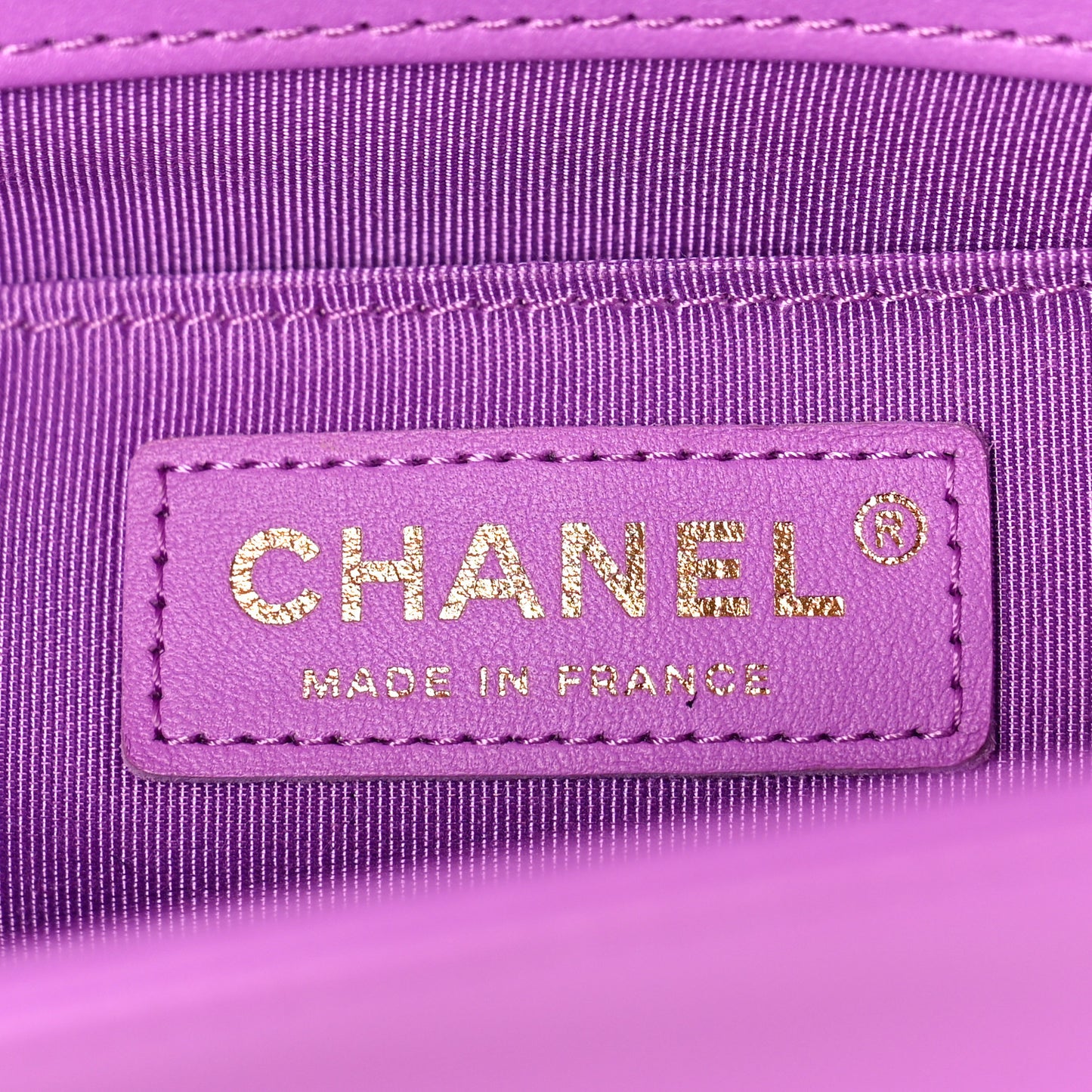 Lambskin Chevron Quilted Medium Boy Flap Purple