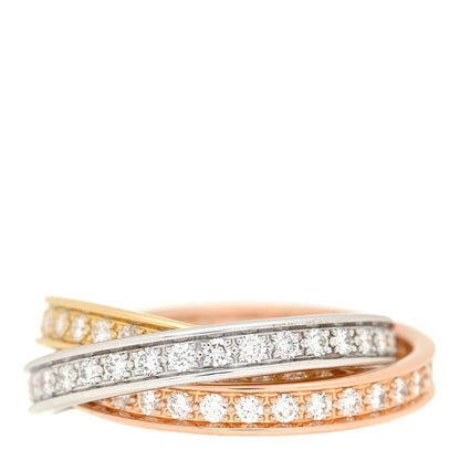 Cartier 18K Pink White Yellow Gold Diamond Trinity Ring 55 7.25 3 of 4