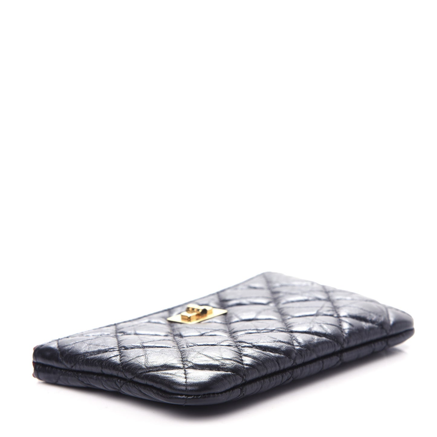 Aged Calfskin Quilted Small Reissue Cosmetic Case Black