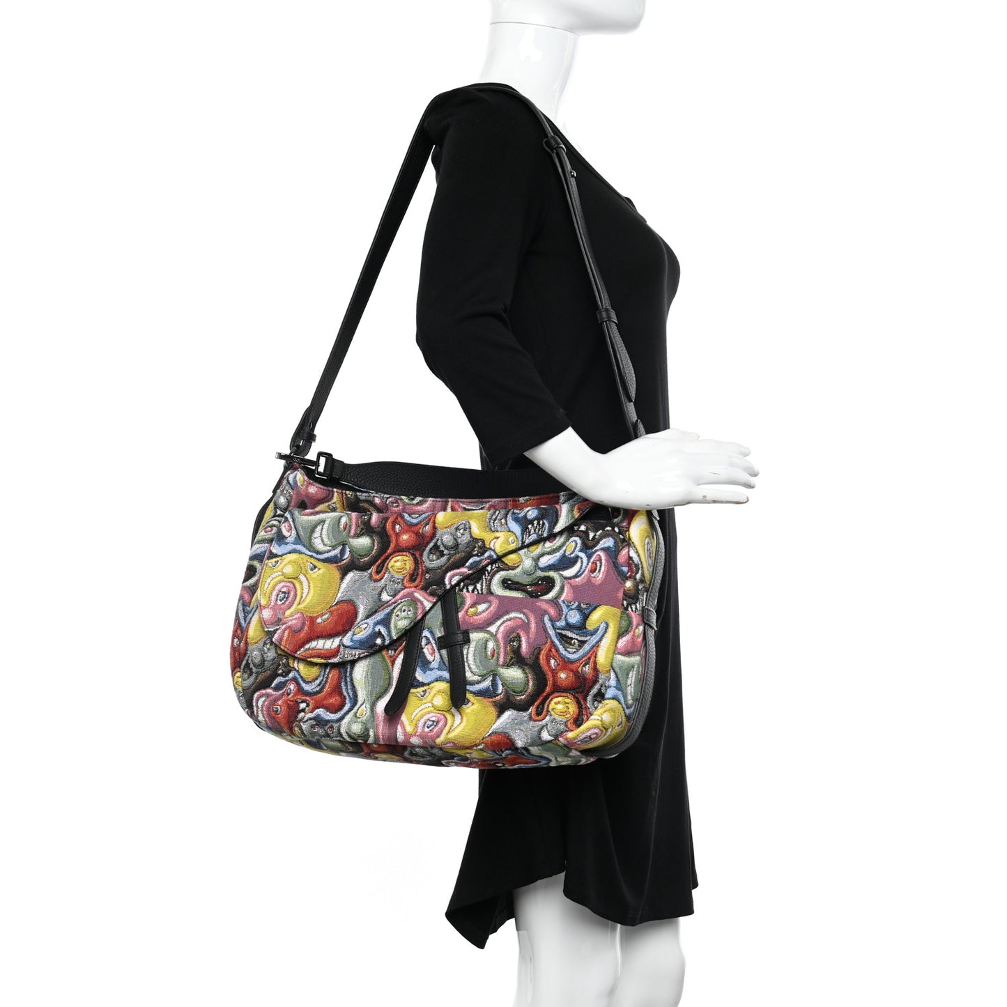 X KENNY SCHARF Jacquard Printed Soft Saddle Bag Multicolor