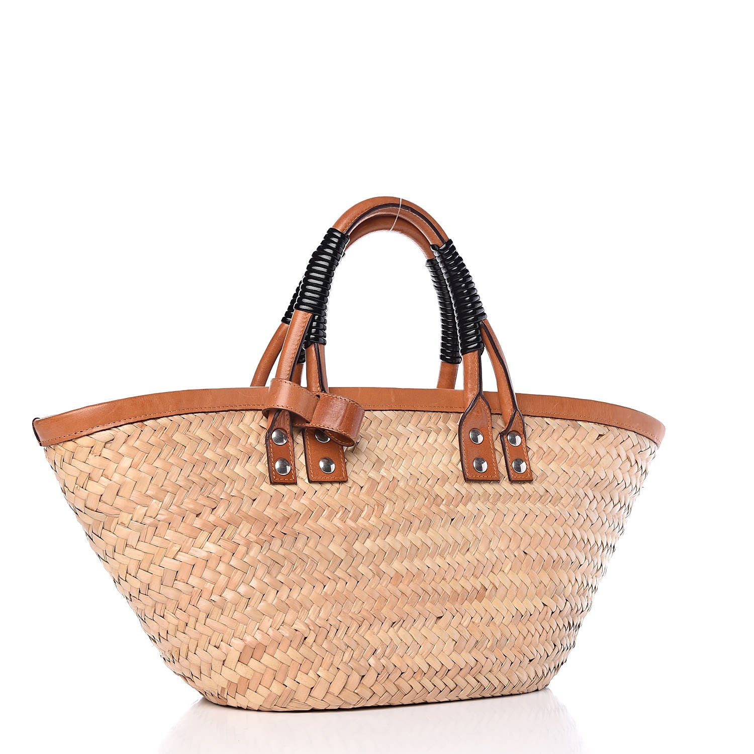 Balenciaga Straw Calfskin Bistrot Panier Small Tote Natural 3 of 11