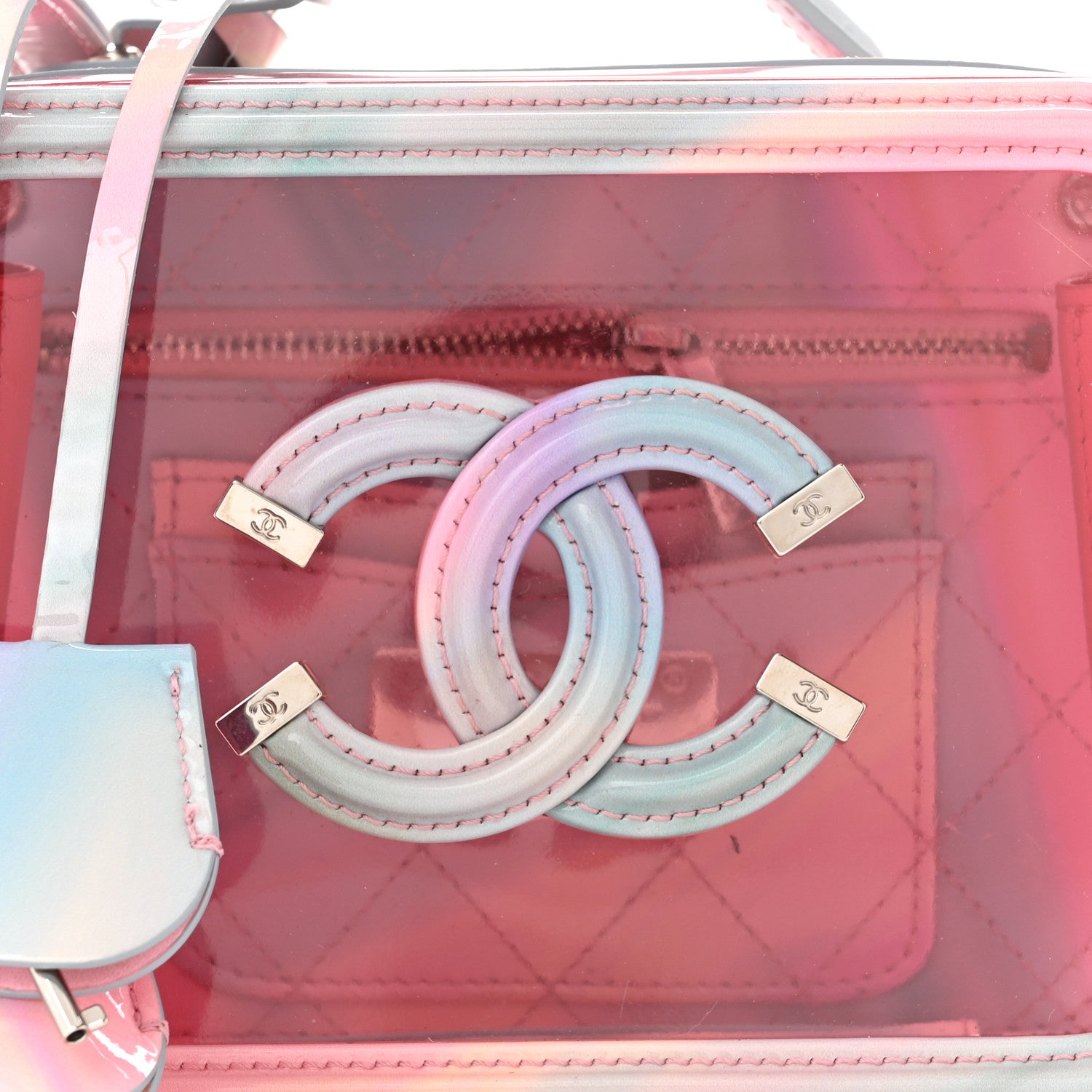 Chanel PVC Patent Calfskin Patent Lambskin Small CC Vanity Case Pink 8 of 13