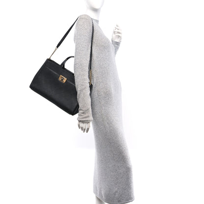 Chanel Calfskin Stitched Large Straight Lines Shopping Tote Black 2 of 11