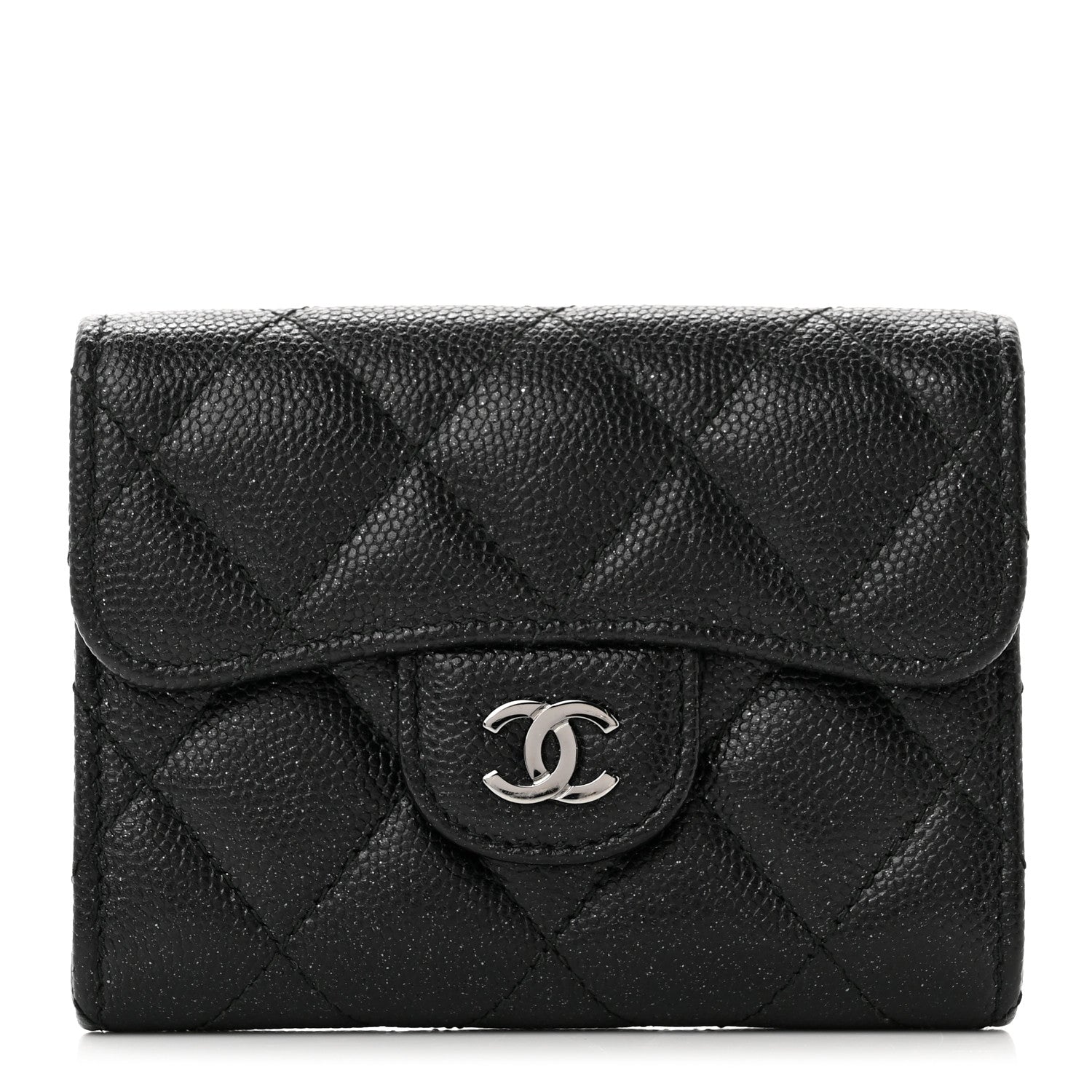Chanel Iridescent Caviar Quilted Flap Card Holder Wallet Black 1 of 7