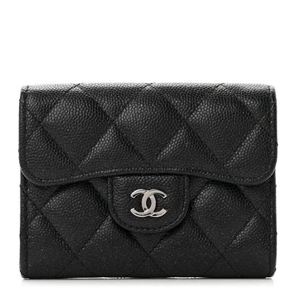 Chanel Iridescent Caviar Quilted Flap Card Holder Wallet Black 1 of 7