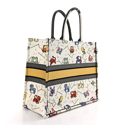 Christian Dior CHRISTIAN DIOR Canvas Embroidered Large Pixel Zodiac Book Tote Latte Multicolor 3 of 11