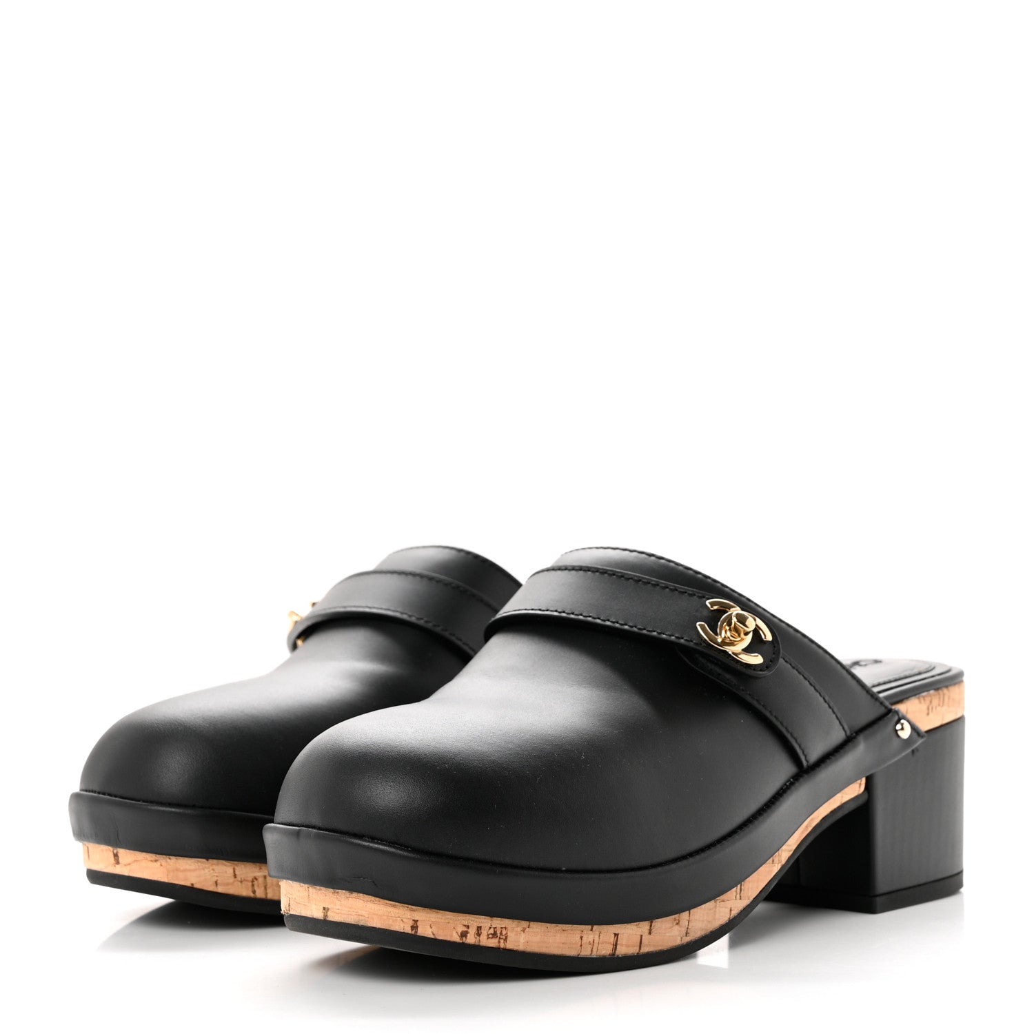 Chanel Calfskin CC Turn Lock Clogs 37 Black 3 of 9