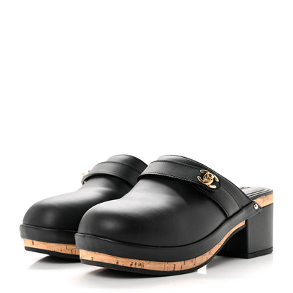 Chanel Calfskin CC Turn Lock Clogs 37 Black 3 of 9